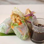 Crispy softshell crab, cream cheese, crispy greens