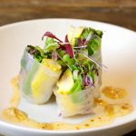 Chicken satay rice paper roll